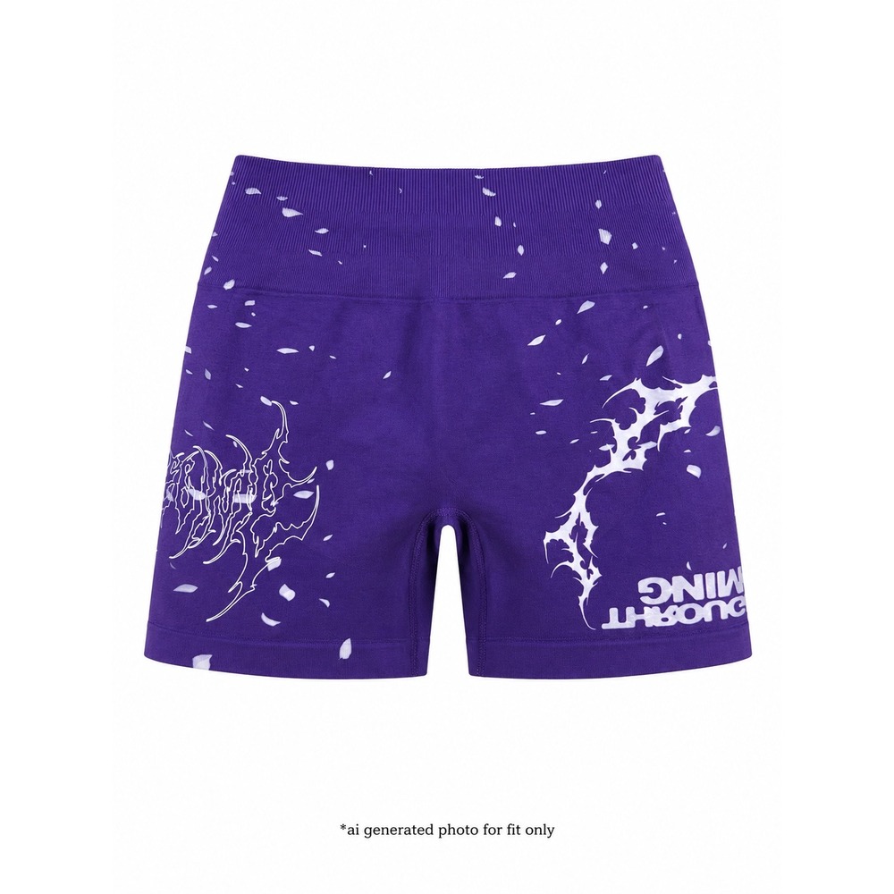 Civil Regime Graphic Seamless Ruched Biker Shorts Womens Medium Purple